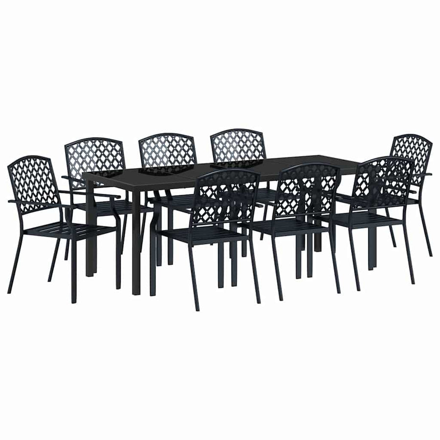 Tuin Eettafelset 9 Pcs Antraciet Gepoedercoat Staal