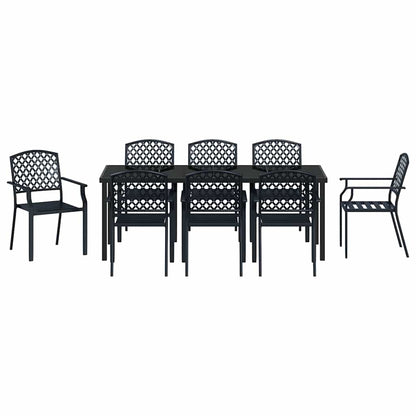 Tuin Eettafelset 9 Pcs Antraciet Gepoedercoat Staal