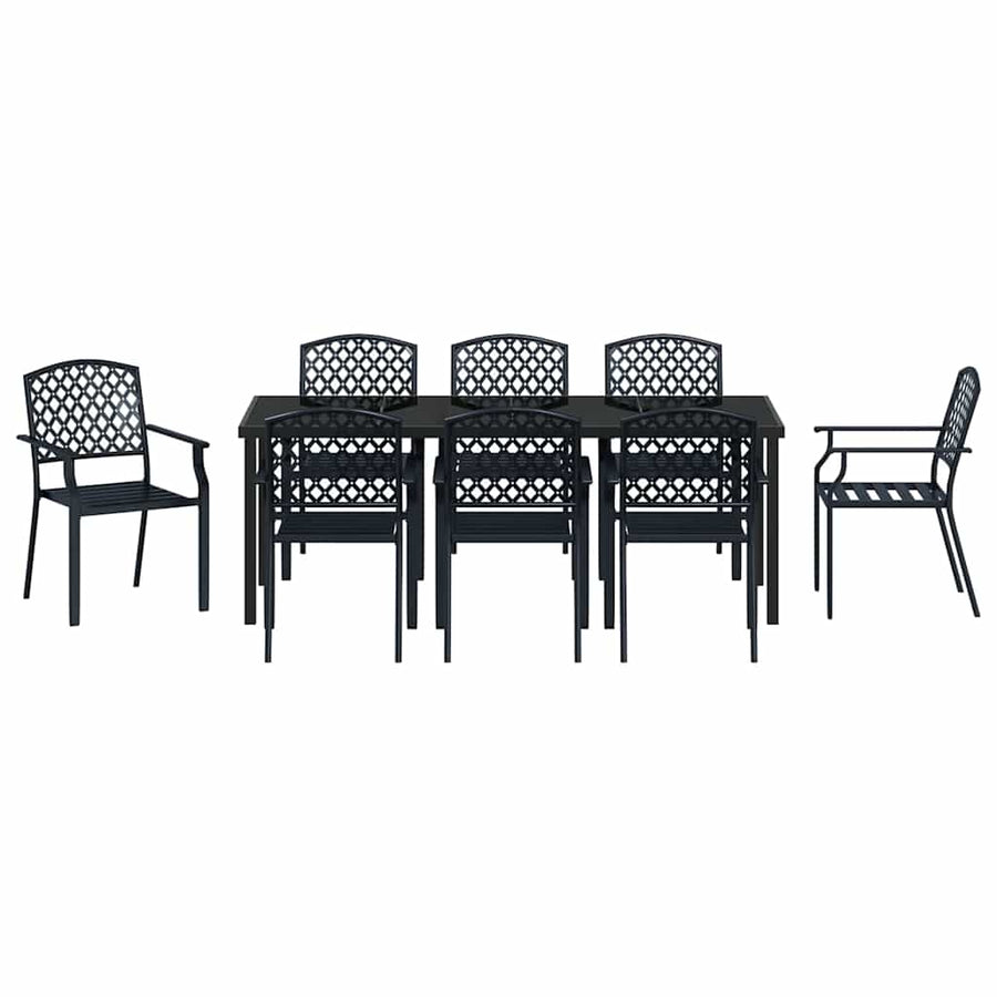 Tuin Eettafelset 9 Pcs Antraciet Gepoedercoat Staal