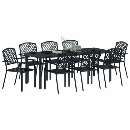 Tuin Eettafelset 9 Pcs Antraciet Gepoedercoat Staal