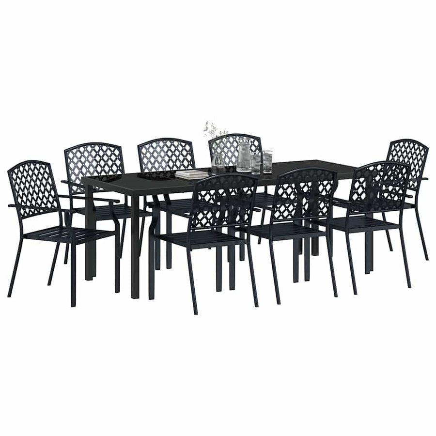 Tuin Eettafelset 9 Pcs Antraciet Gepoedercoat Staal