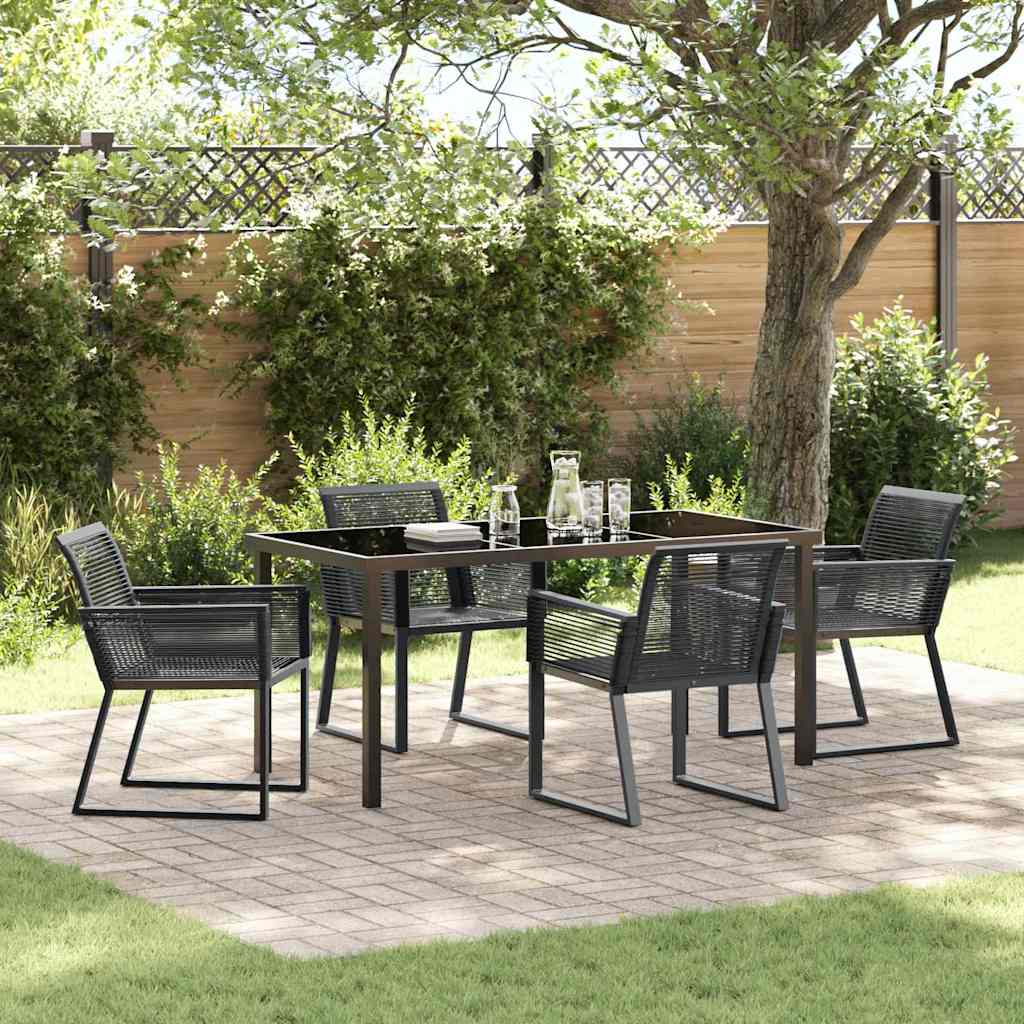 Tuin eettafelset 5 pcs Zwart Gepoedercoat staal