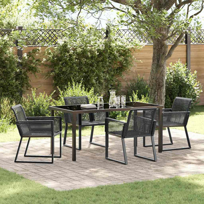 Tuin eettafelset 5 pcs Zwart Gepoedercoat staal