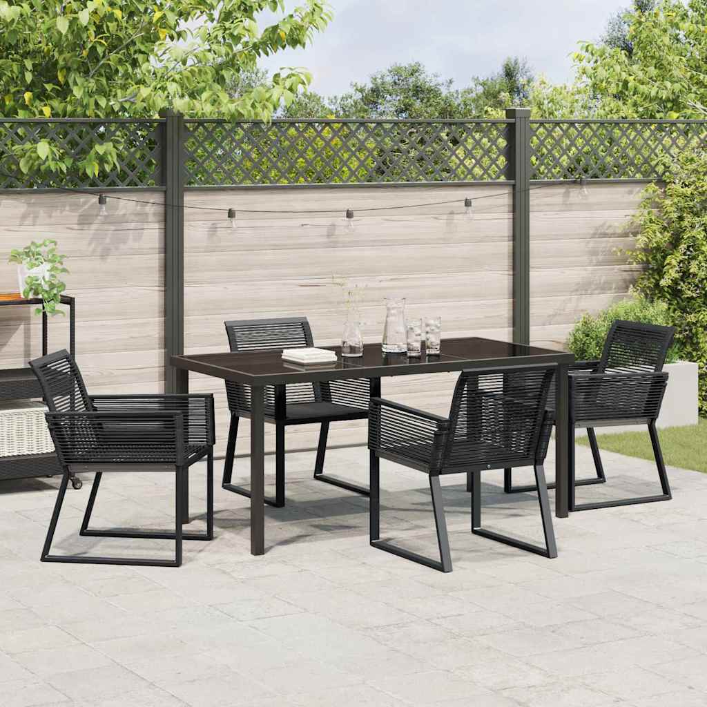 Tuin eettafelset 5 pcs Zwart Gepoedercoat staal