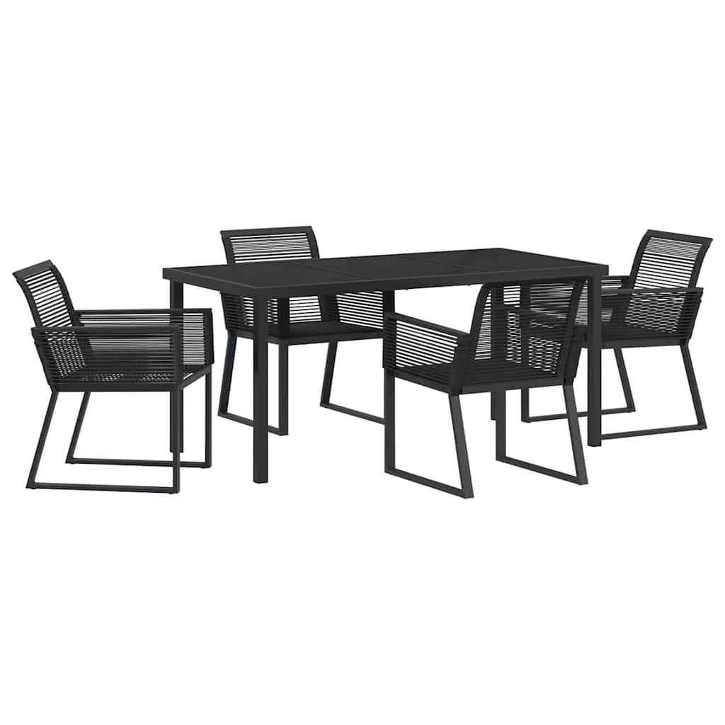 Tuin eettafelset 5 pcs Zwart Gepoedercoat staal