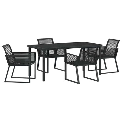Tuin eettafelset 5 pcs Zwart Gepoedercoat staal