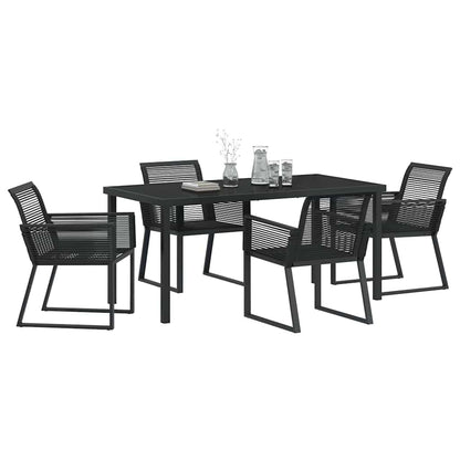 Tuin eettafelset 5 pcs Zwart Gepoedercoat staal