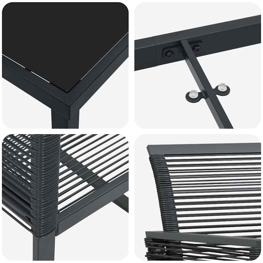 Tuin Eettafelset 7 Pcs Zwart Gepoedercoat Staal