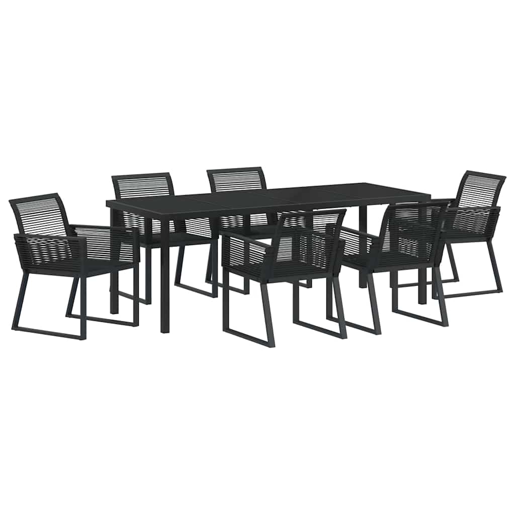 Tuin Eettafelset 7 Pcs Zwart Gepoedercoat Staal