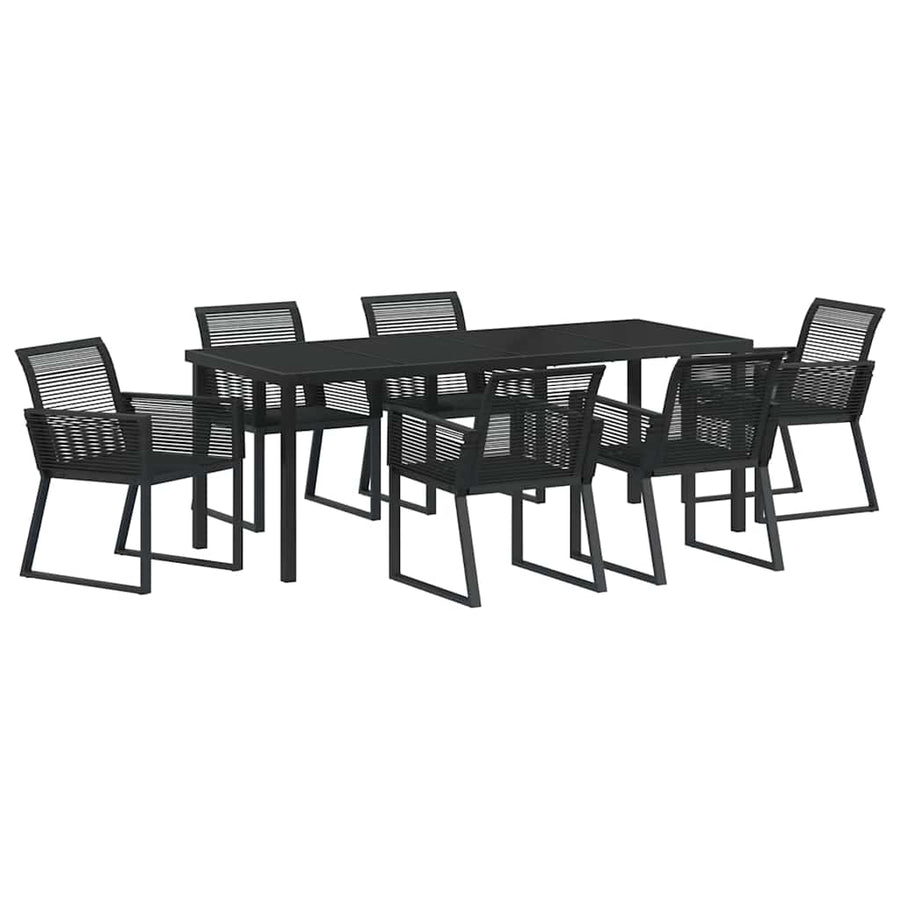 Tuin Eettafelset 7 Pcs Zwart Gepoedercoat Staal