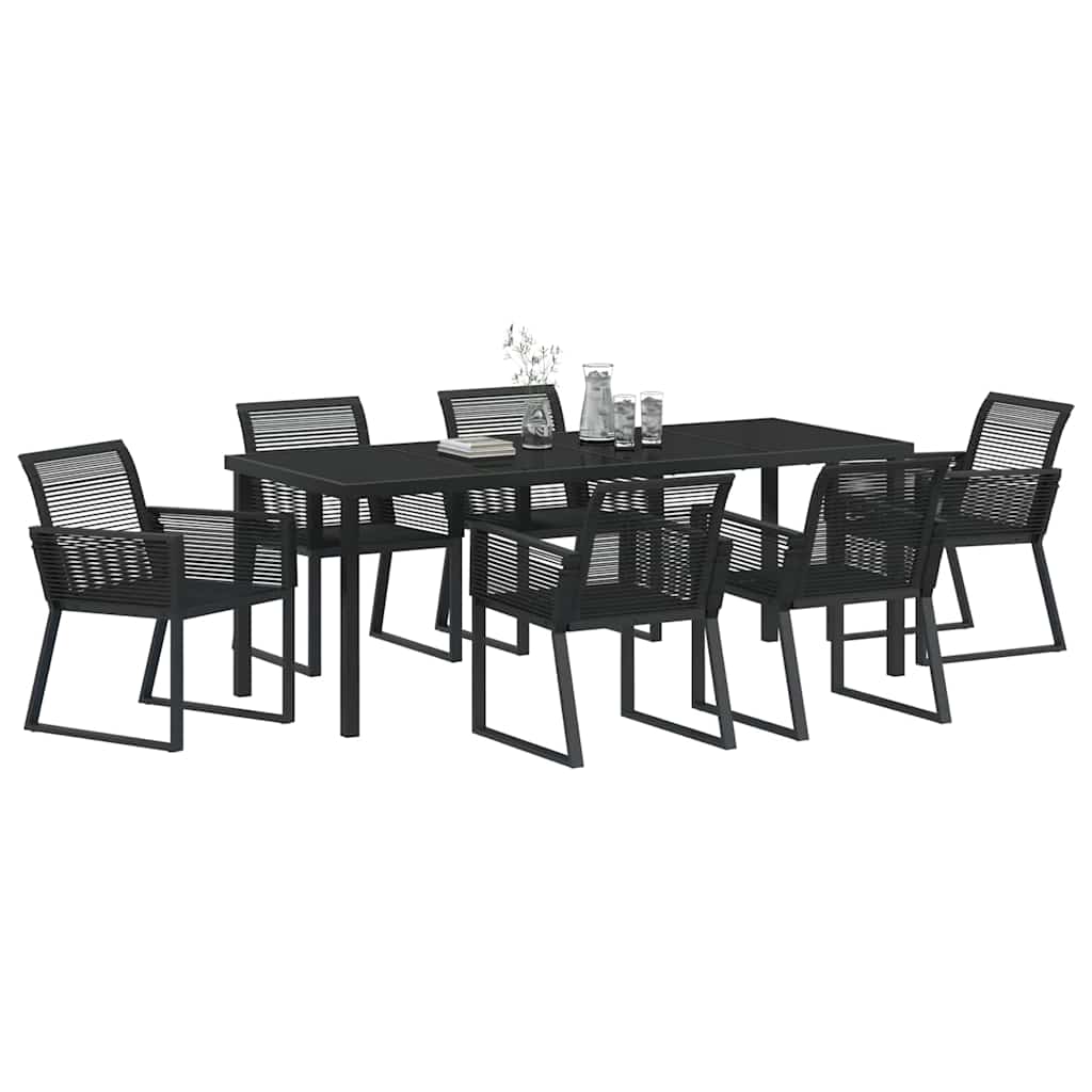 Tuin Eettafelset 7 Pcs Zwart Gepoedercoat Staal