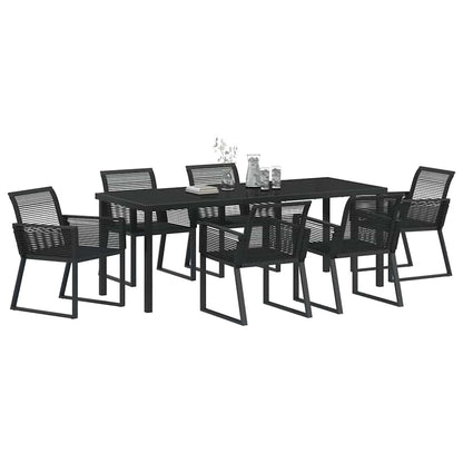 Tuin Eettafelset 7 Pcs Zwart Gepoedercoat Staal