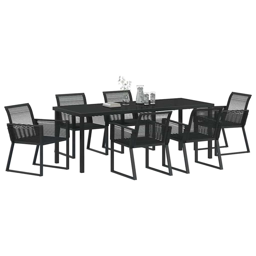 Tuin Eettafelset 7 Pcs Zwart Gepoedercoat Staal