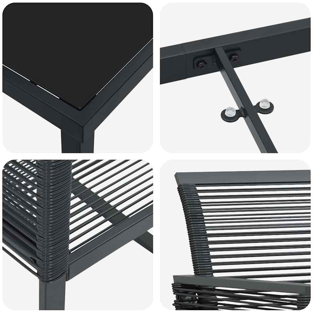 Tuin Eettafelset 9 Pcs Zwart Gepoedercoat Staal