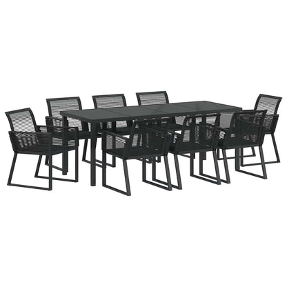 Tuin Eettafelset 9 Pcs Zwart Gepoedercoat Staal