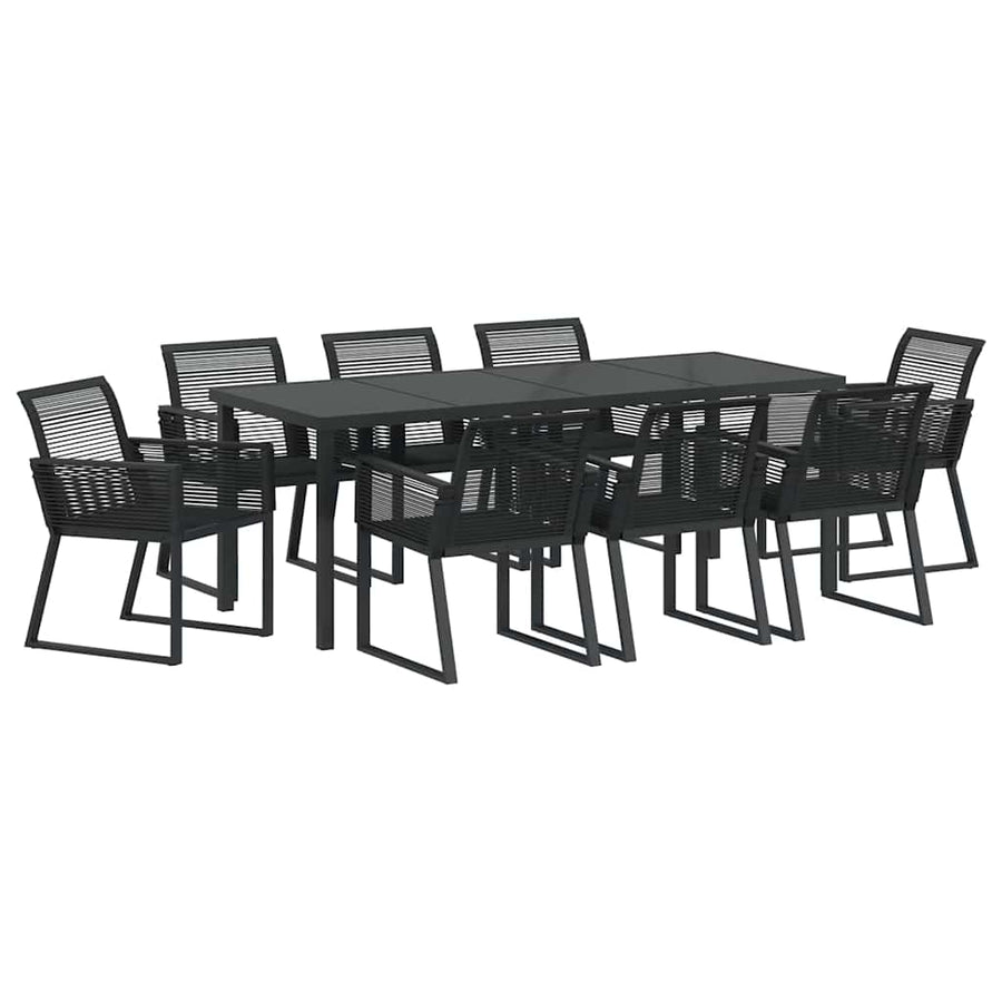 Tuin Eettafelset 9 Pcs Zwart Gepoedercoat Staal