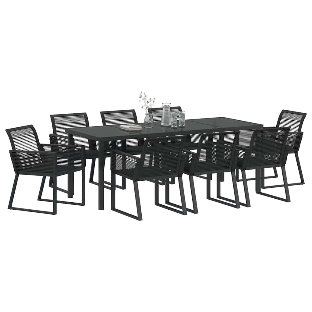 Tuin Eettafelset 9 Pcs Zwart Gepoedercoat Staal
