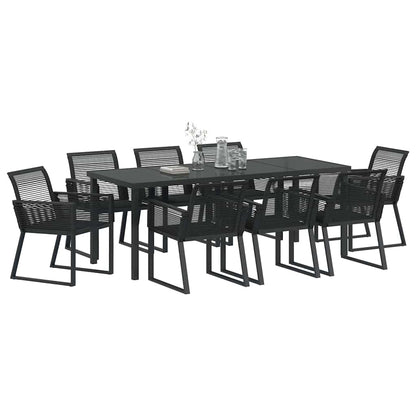Tuin Eettafelset 9 Pcs Zwart Gepoedercoat Staal