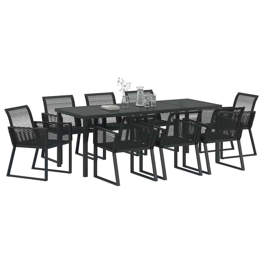 Tuin Eettafelset 9 Pcs Zwart Gepoedercoat Staal