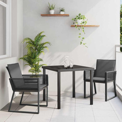 Tuin eettafelset 3 pcs Zwart Gepoedercoat staal