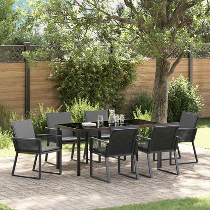 Tuin eettafelset 7 pcs Zwart Gepoedercoat staal