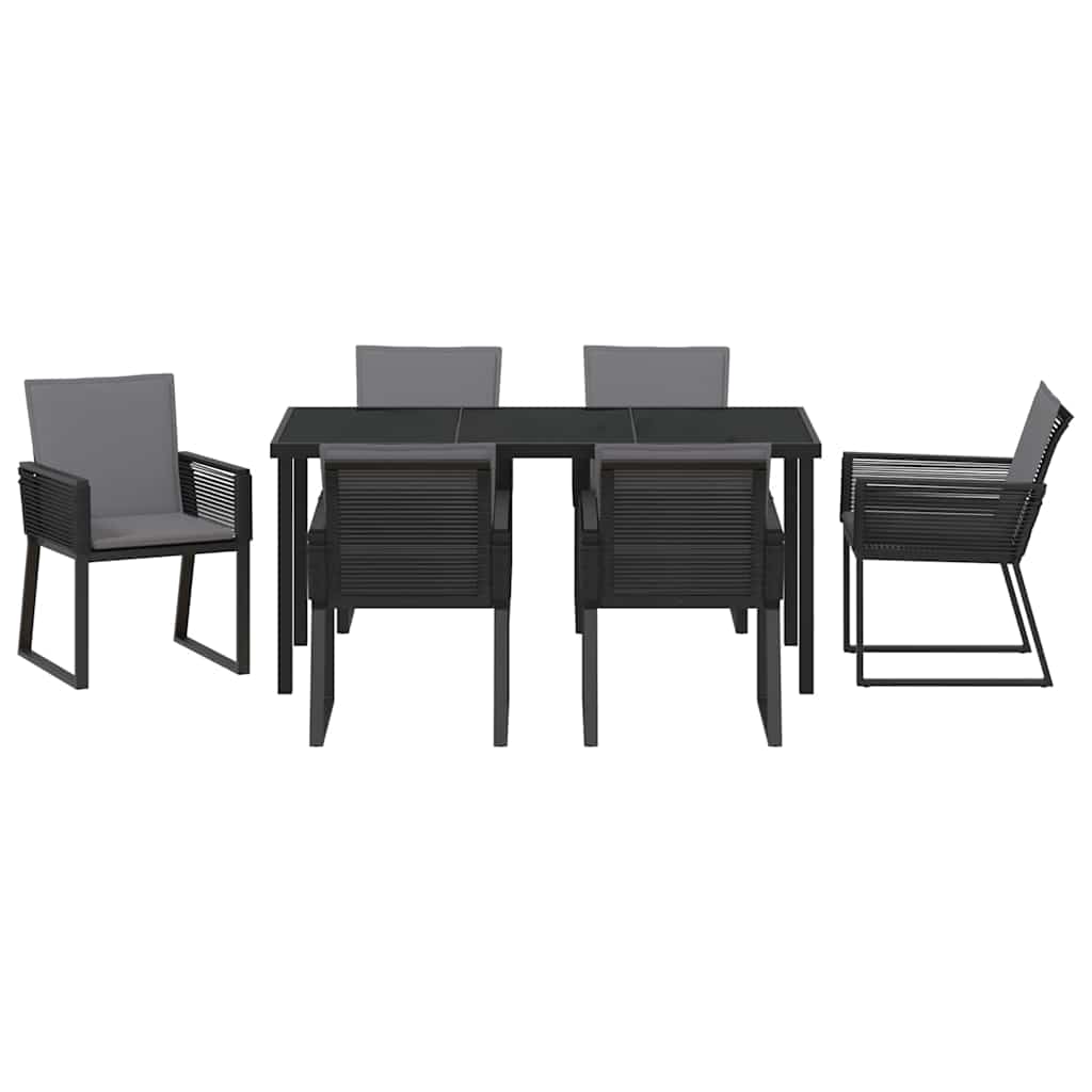 Tuin eettafelset 7 pcs Zwart Gepoedercoat staal