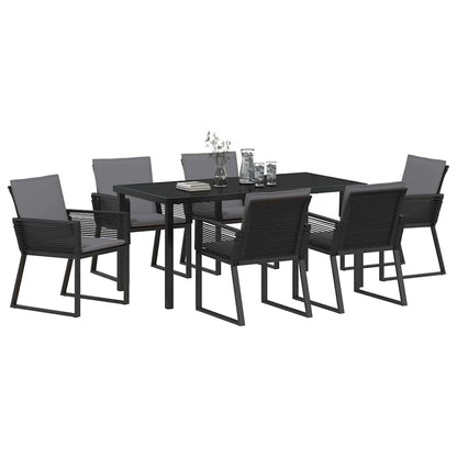 Tuin eettafelset 7 pcs Zwart Gepoedercoat staal