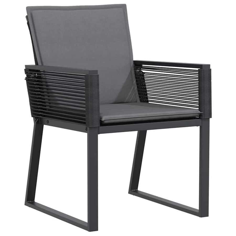 Tuin eettafelset 7 pcs Zwart Gepoedercoat staal