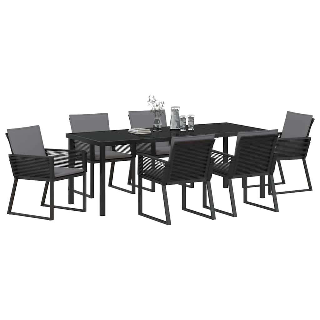 Tuin eettafelset 7 pcs Zwart Gepoedercoat staal