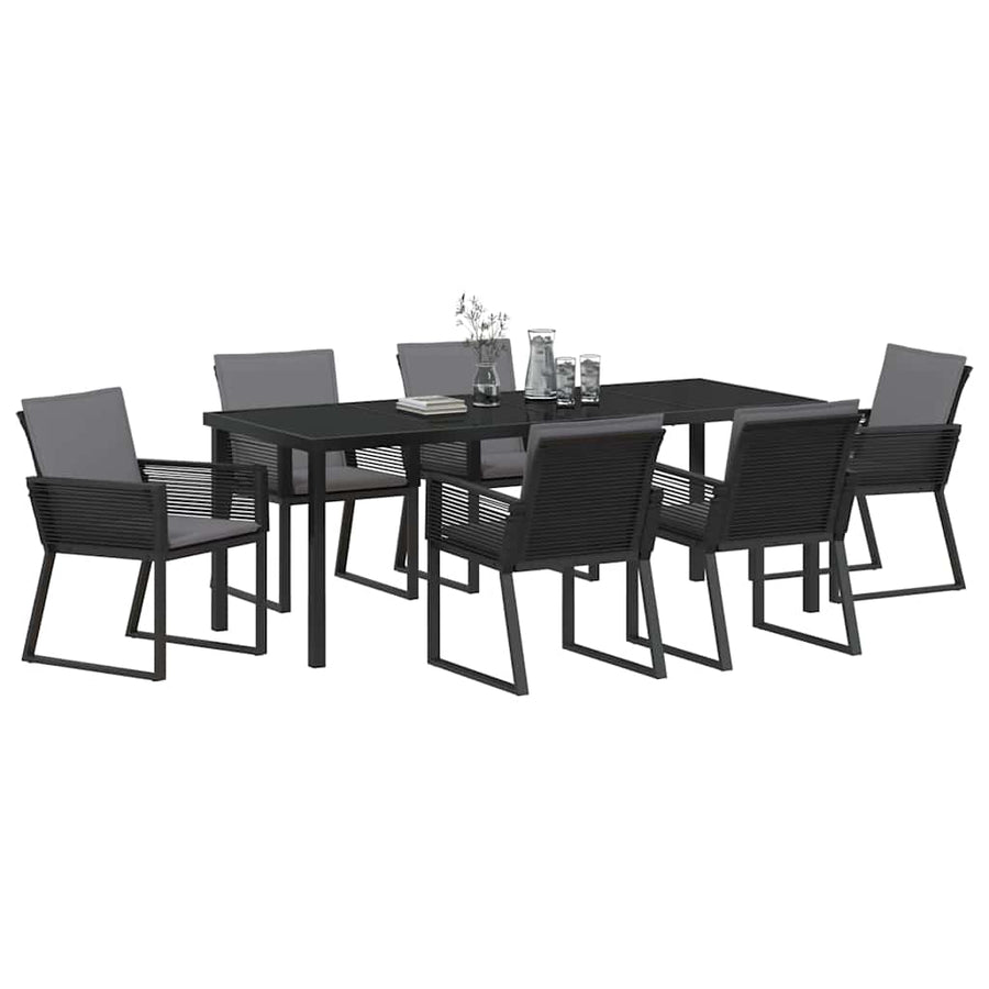 Tuin eettafelset 7 pcs Zwart Gepoedercoat staal