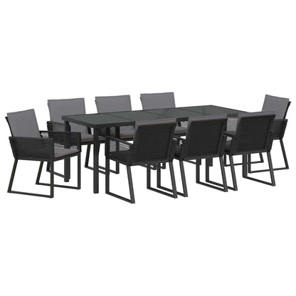 Tuin Eettafelset 9 Pcs Zwart Gepoedercoat Staal