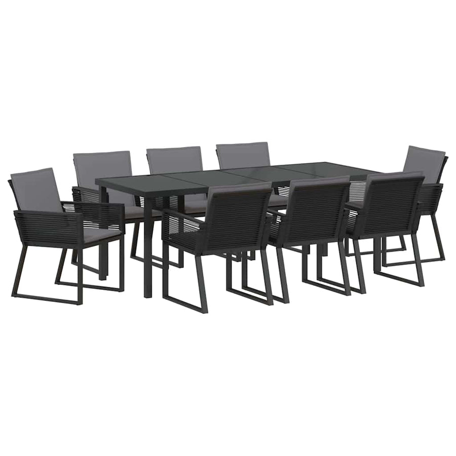 Tuin Eettafelset 9 Pcs Zwart Gepoedercoat Staal