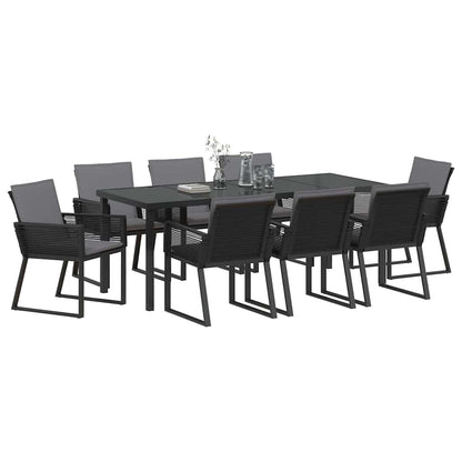 Tuin Eettafelset 9 Pcs Zwart Gepoedercoat Staal
