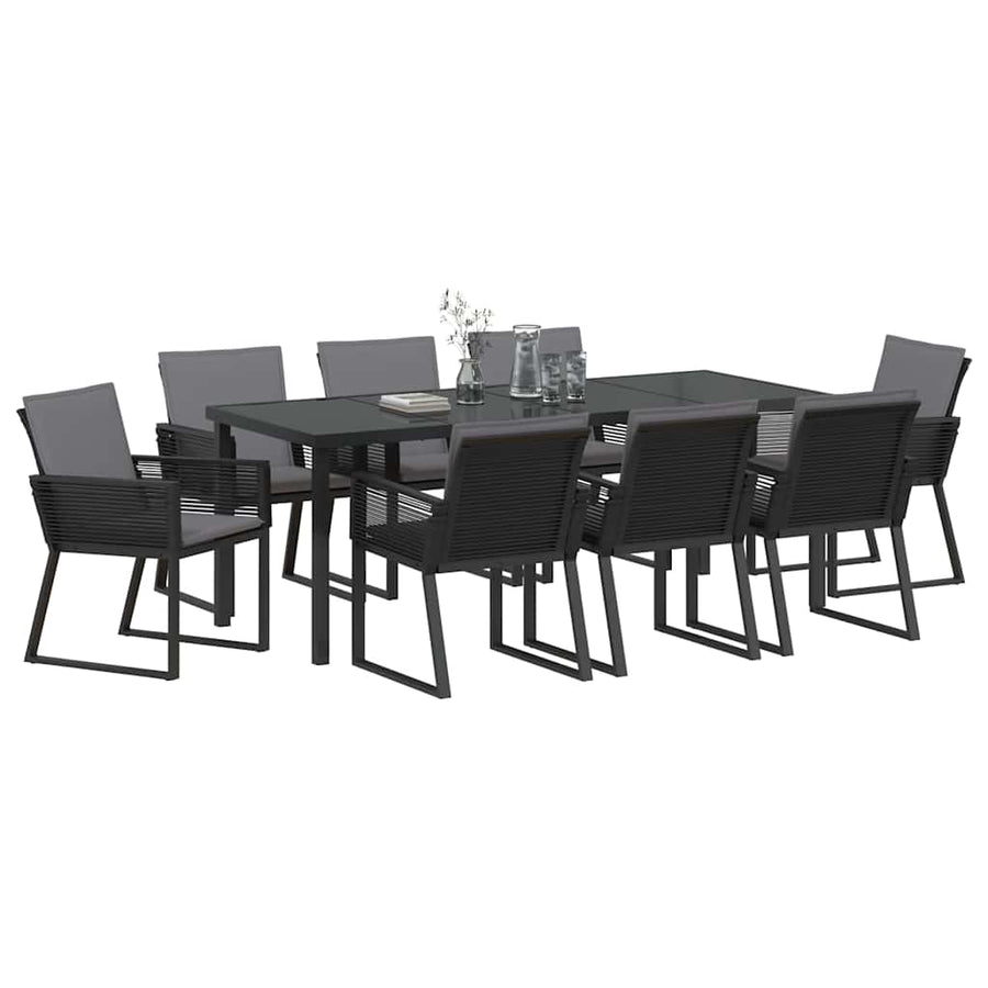 Tuin Eettafelset 9 Pcs Zwart Gepoedercoat Staal