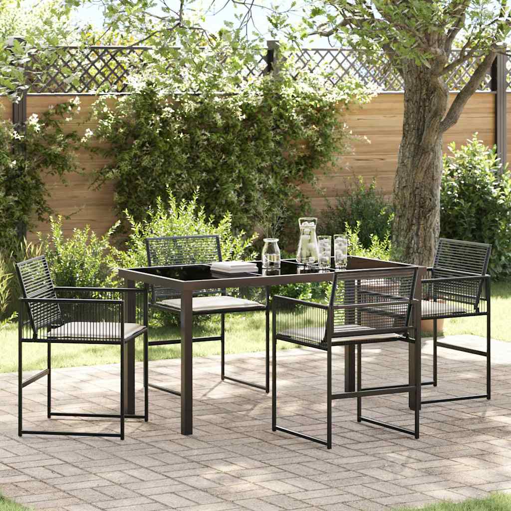 Tuin eettafelset 5 pcs Zwart Gepoedercoat staal