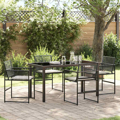 Tuin eettafelset 5 pcs Zwart Gepoedercoat staal