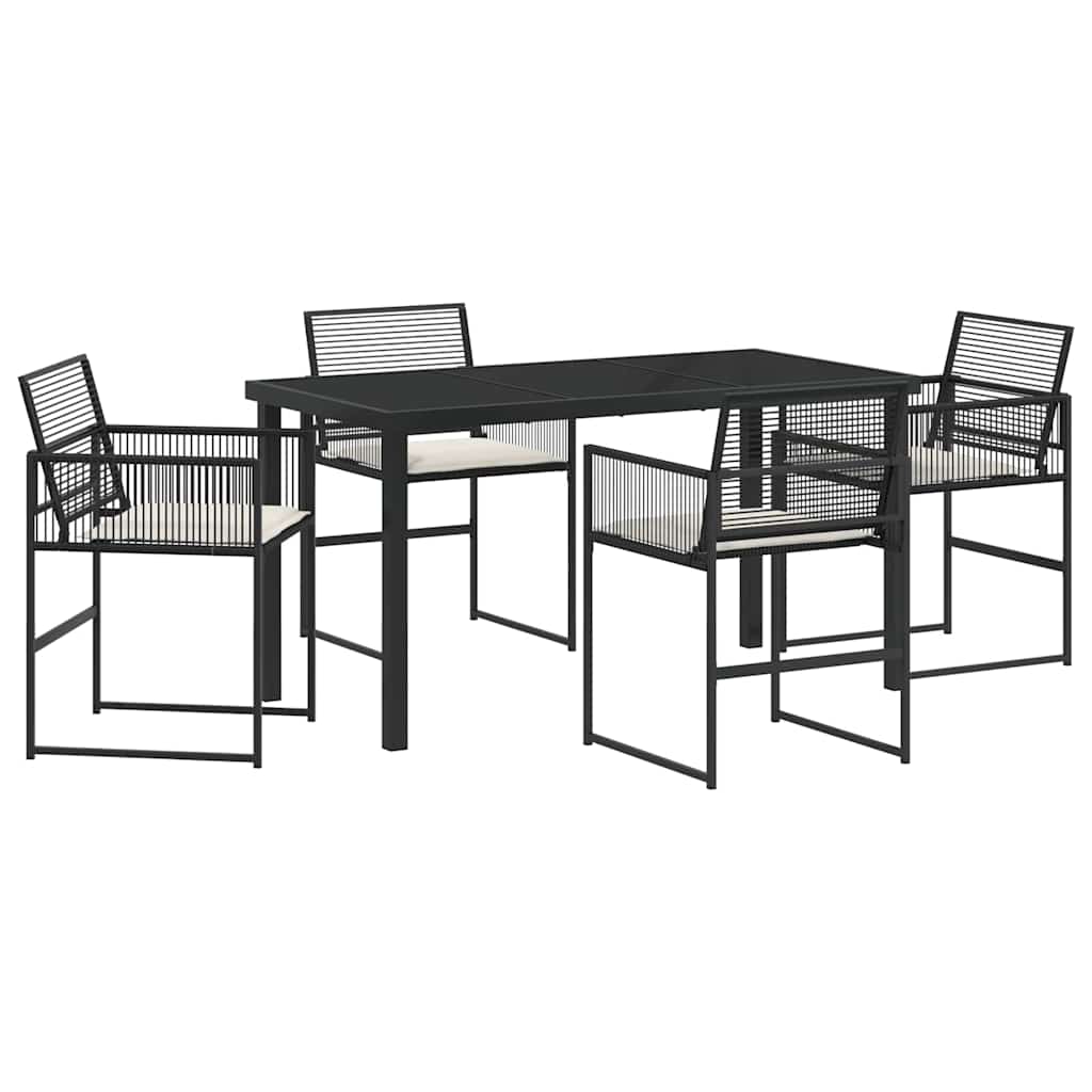 Tuin eettafelset 5 pcs Zwart Gepoedercoat staal