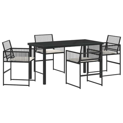 Tuin eettafelset 5 pcs Zwart Gepoedercoat staal