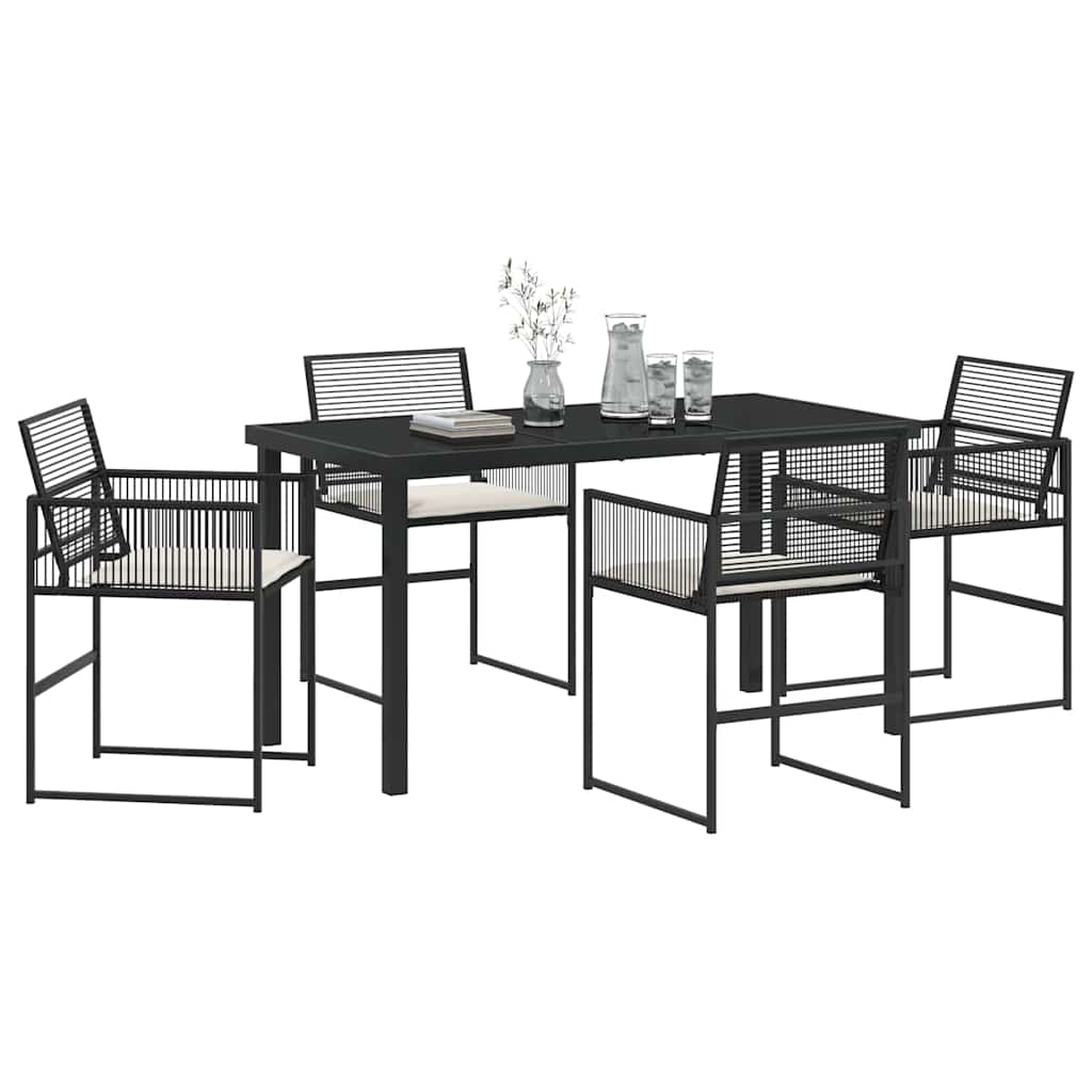 Tuin eettafelset 5 pcs Zwart Gepoedercoat staal