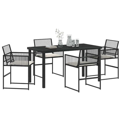 Tuin eettafelset 5 pcs Zwart Gepoedercoat staal