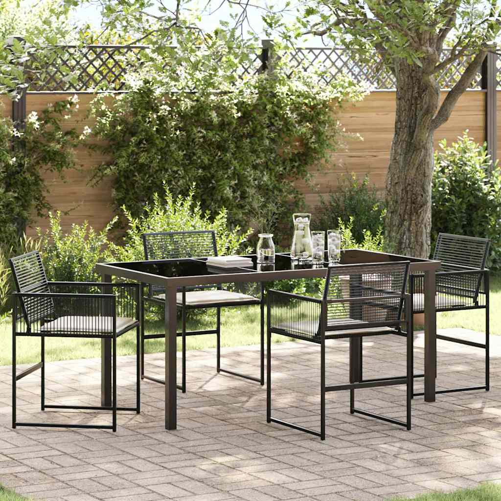 Tuin eettafelset 5 pcs Zwart Gepoedercoat staal