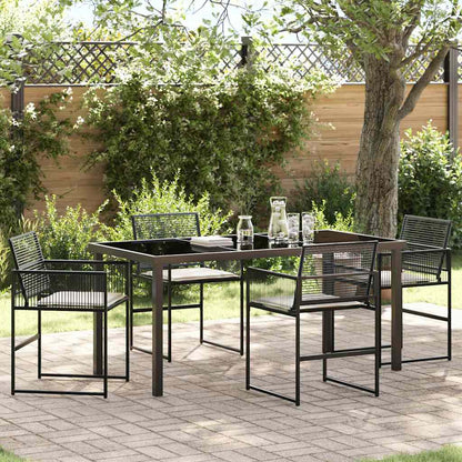 Tuin eettafelset 5 pcs Zwart Gepoedercoat staal