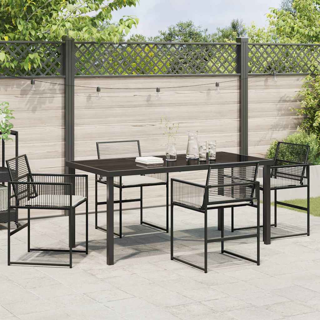 Tuin eettafelset 5 pcs Zwart Gepoedercoat staal