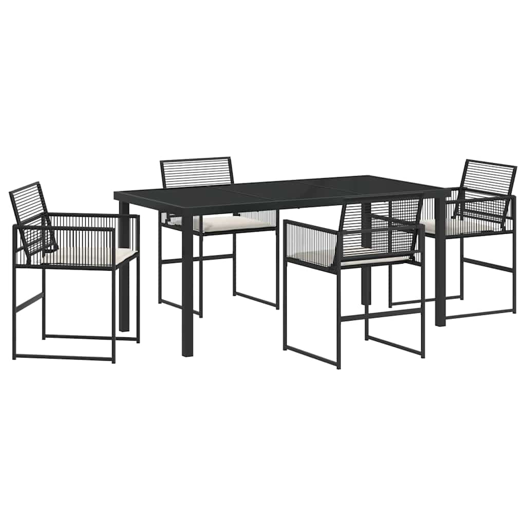 Tuin eettafelset 5 pcs Zwart Gepoedercoat staal