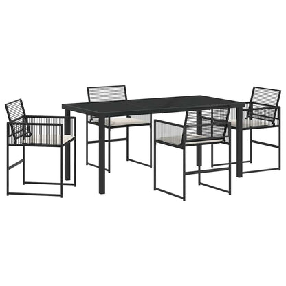 Tuin eettafelset 5 pcs Zwart Gepoedercoat staal