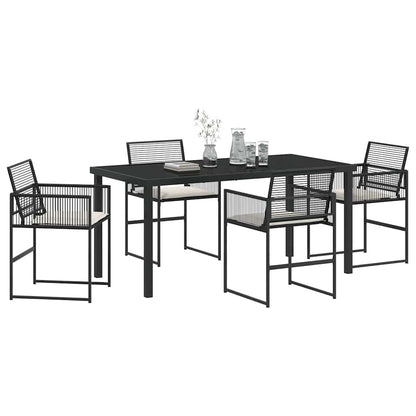 Tuin eettafelset 5 pcs Zwart Gepoedercoat staal