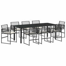 Tuin eettafelset 9 pcs Zwart Gepoedercoat staal
