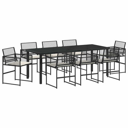 Tuin eettafelset 9 pcs Zwart Gepoedercoat staal