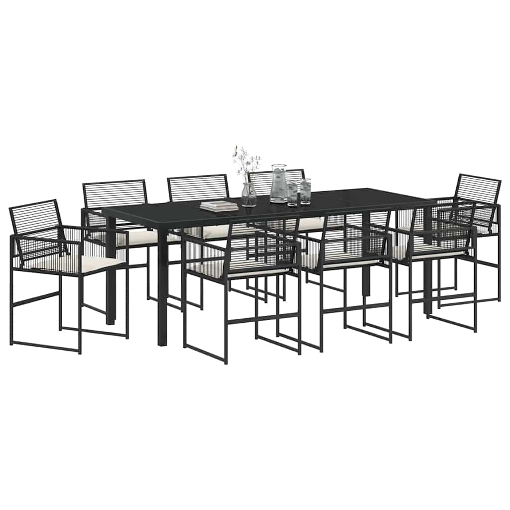 Tuin eettafelset 9 pcs Zwart Gepoedercoat staal
