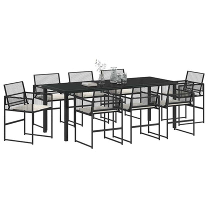 Tuin eettafelset 9 pcs Zwart Gepoedercoat staal